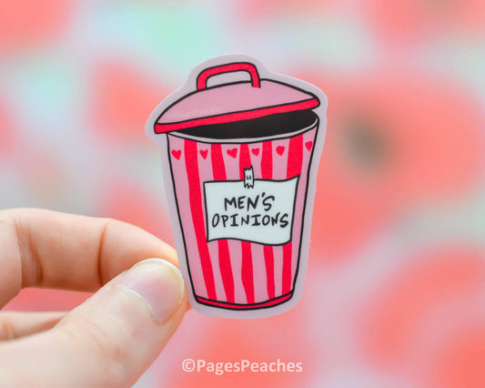 Men's Opinions Trash Can Sticker