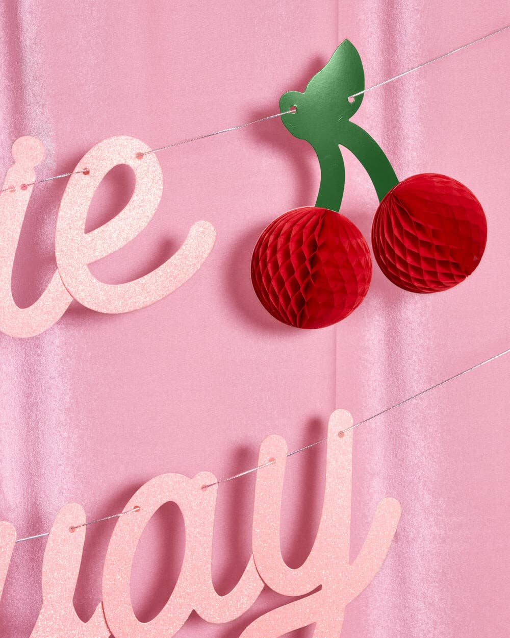 Ma Cherie 3D Glitter Banner - Cherry Baby Shower kids