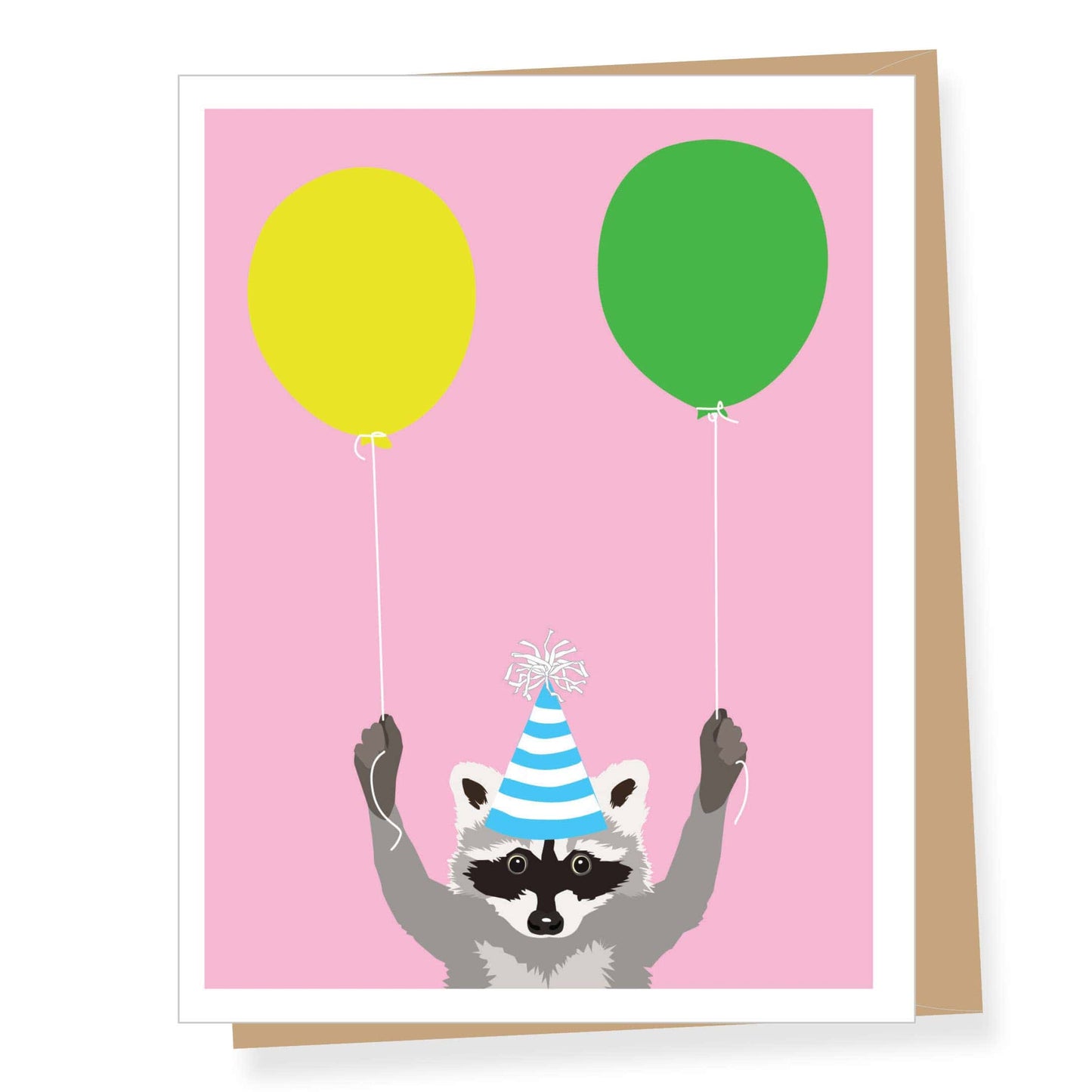 Raccoon with Balloons Birthday Greeting Card
