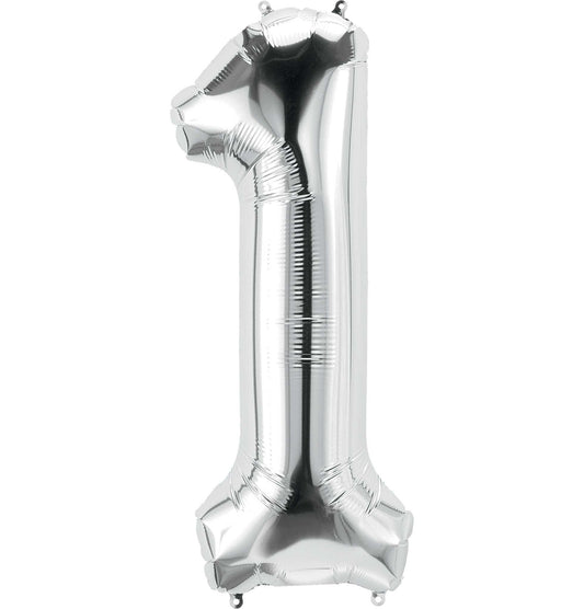 Silver/ Blue/ Black Foil Number Balloon