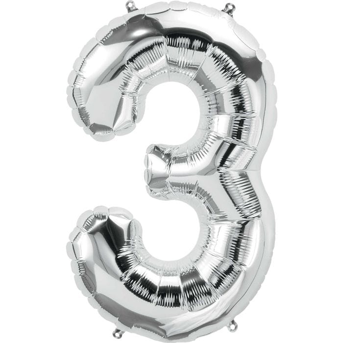 Silver/ Blue/ Black Foil Number Balloon