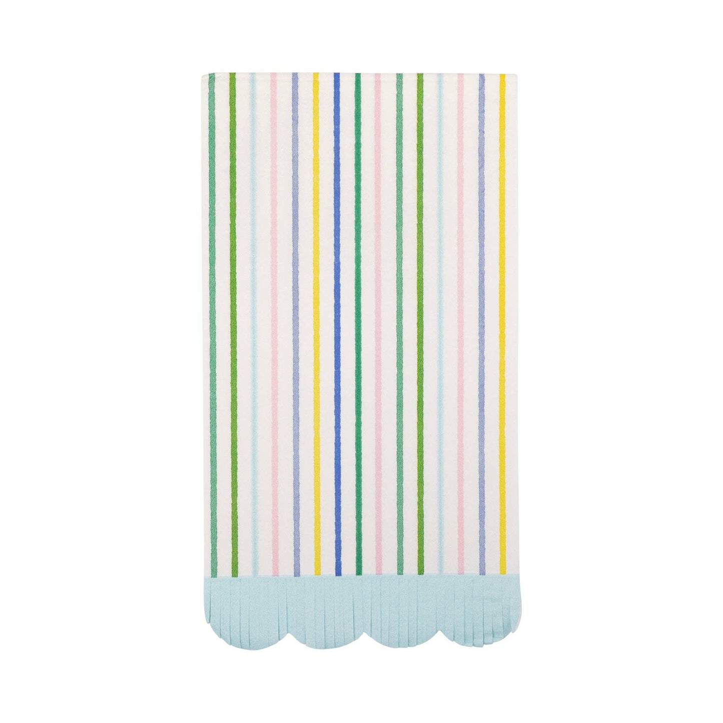 PLNP896 - Spring Stripe Scallop Fringe Guest Napkin