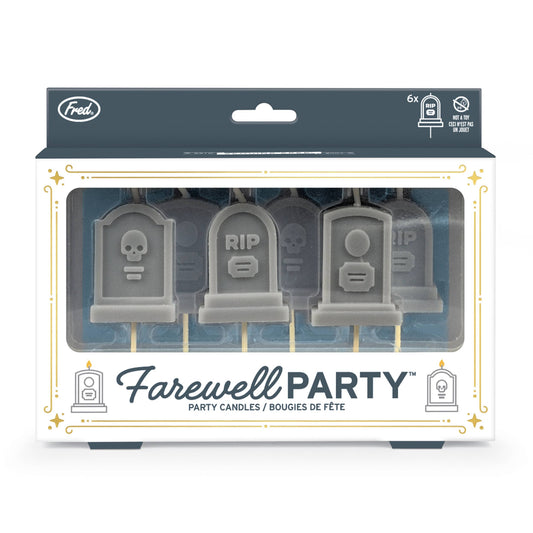 FAREWELL PARTY Tombstone Candles - Set of 6
