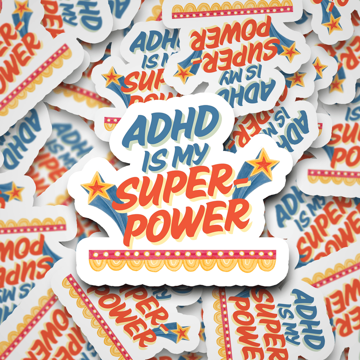 ADHD Is My Superpower Vinyl Sticker – Funny Mental Health Sticker for Laptops, Water Bottles & Journals