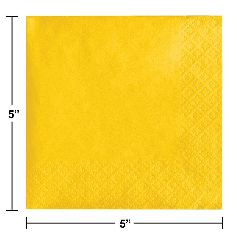 School Bus Yellow Value Friendly Beverage Napkins, 20/Pkg