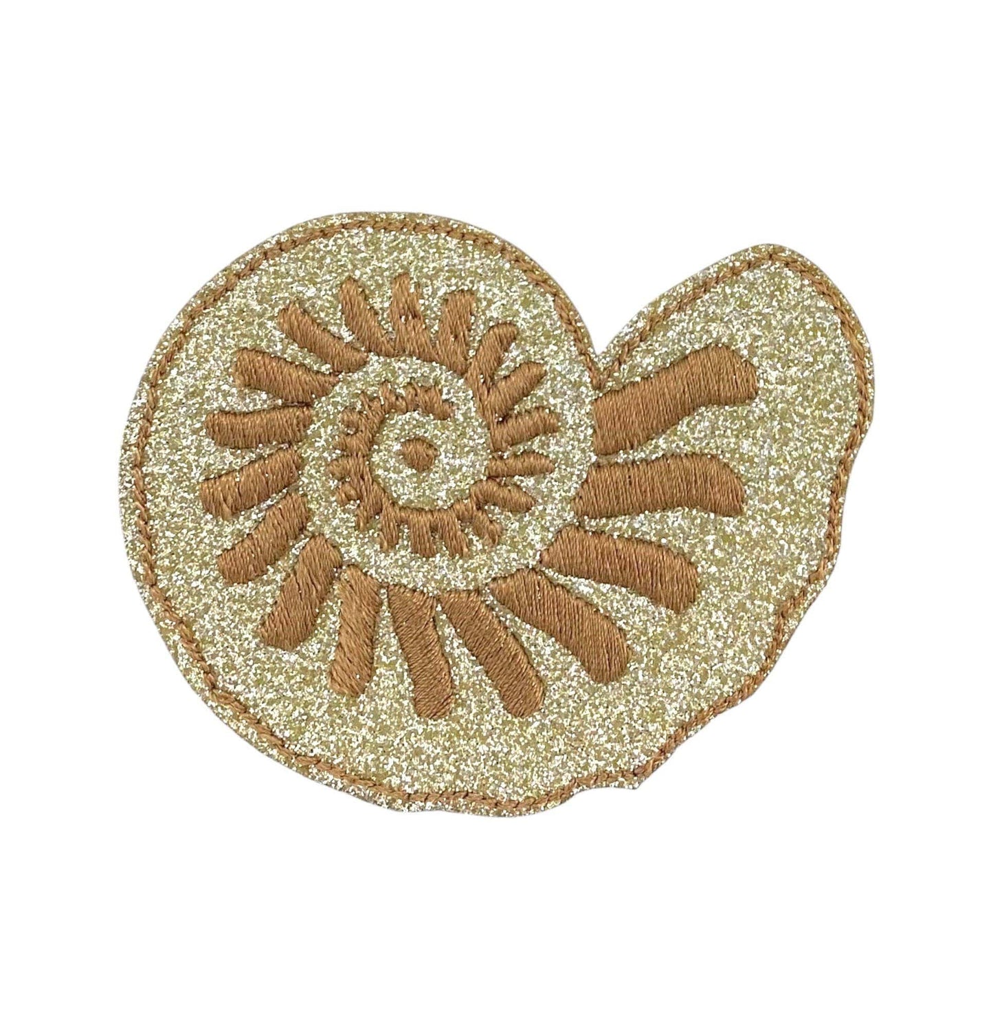 Glitter Seashell, Embroidered, Iron on Patch