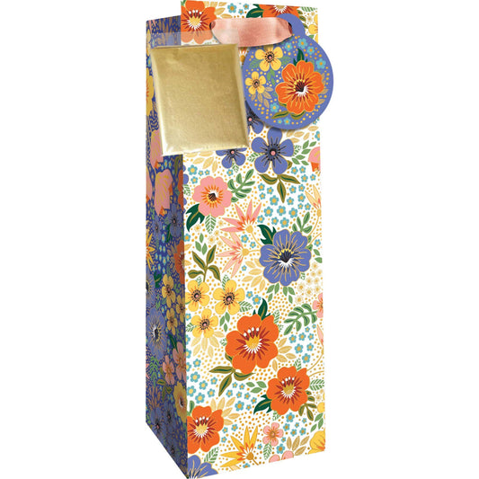 Golden Floral - Totes w/ Tissue - Bottle