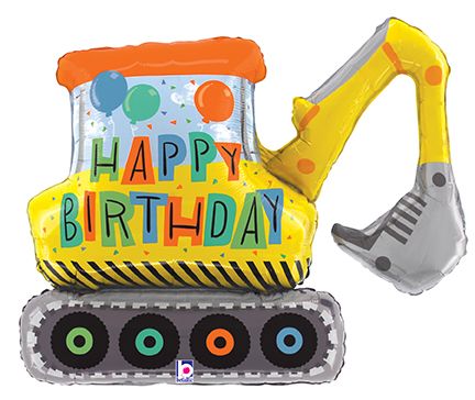 31" Happy Birthday Construction Excavator Balloon