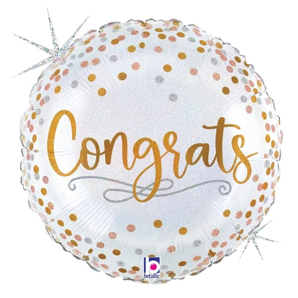18" Congrats Confetti Holographic Balloon