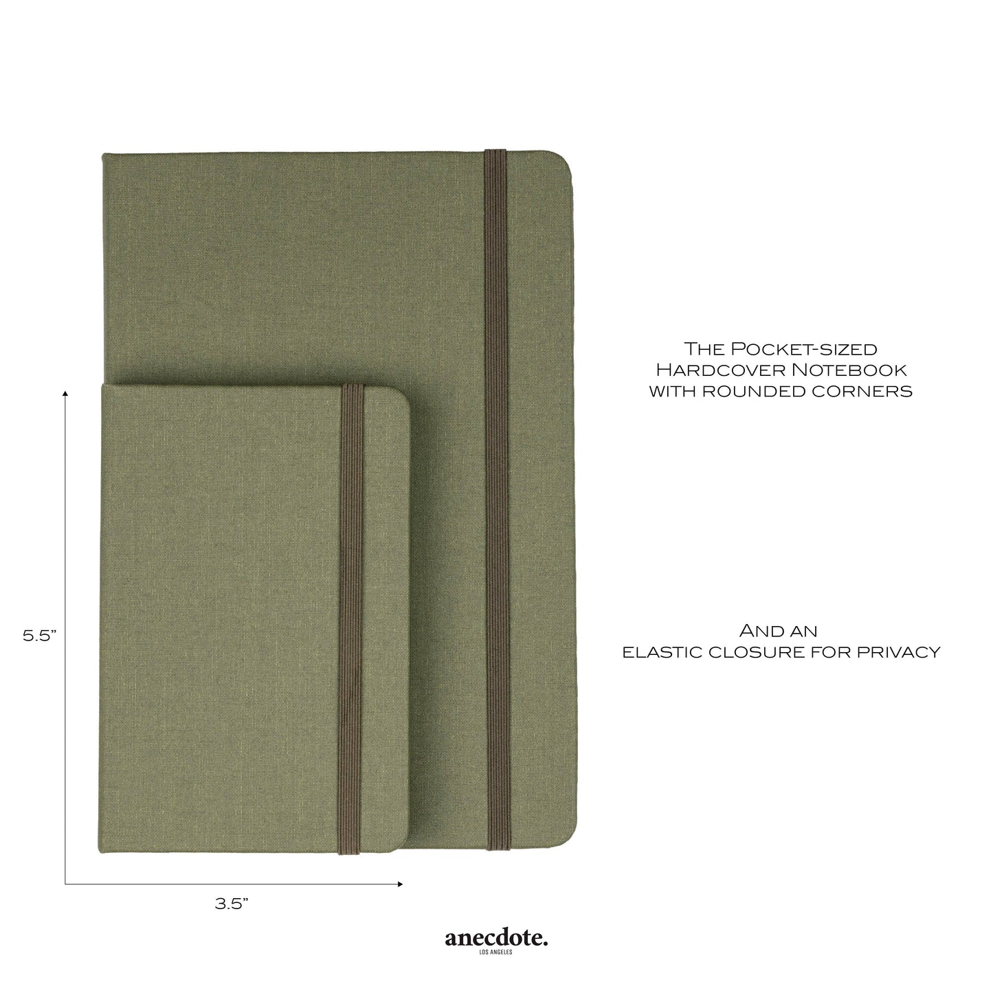 Pocket Notebook | Small Lined Journal | 7 Colors : Olive Green