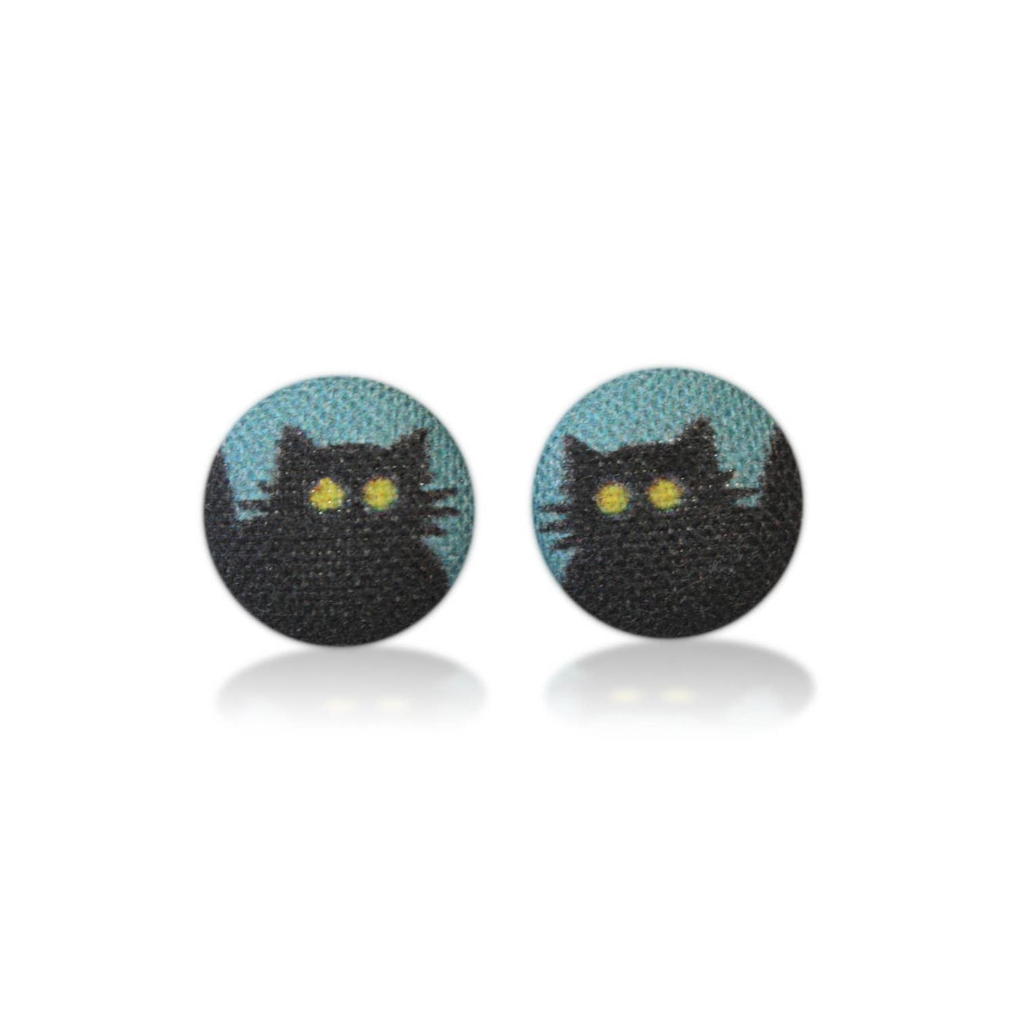 Alley Cat Fabric Button Earrings