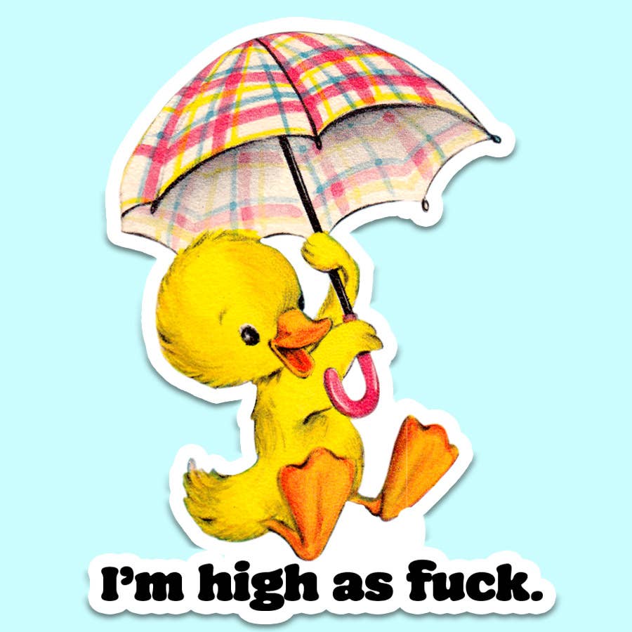 I'm High Funny Sticker Decal, Vintage, Sticker Decal, Duck