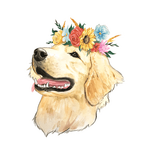 Flower Crown Golden Retriever Sticker