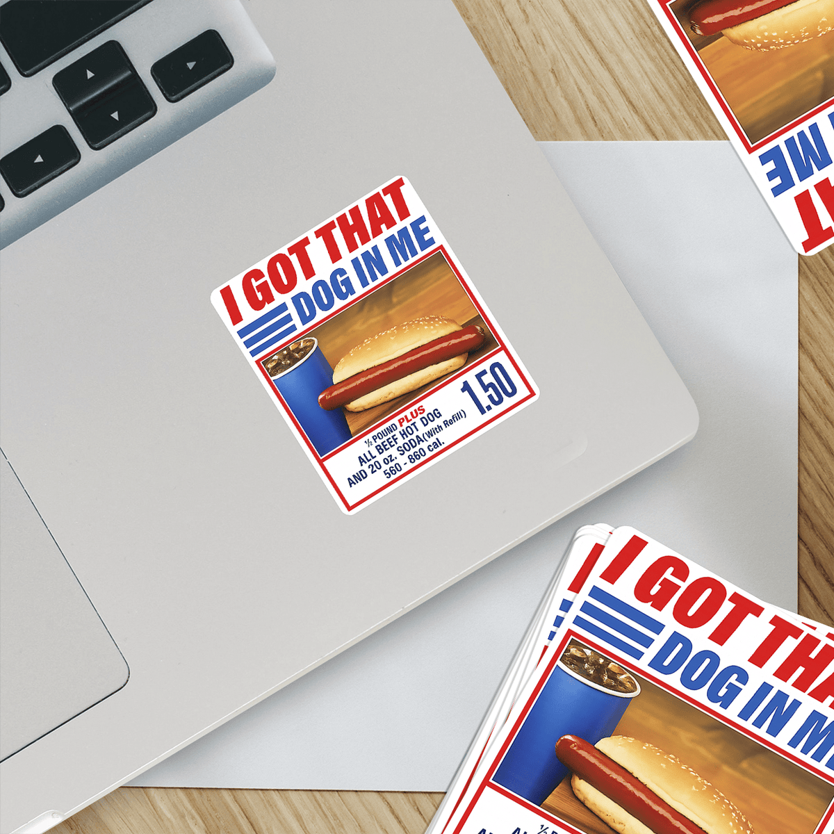 I Got That Dog In Me Funny Hot Dog Sticker Retro Food: 3" tall