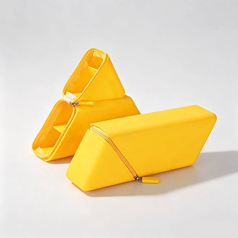 Triangular Standing Silicone Pencil Case: Blue / One Size