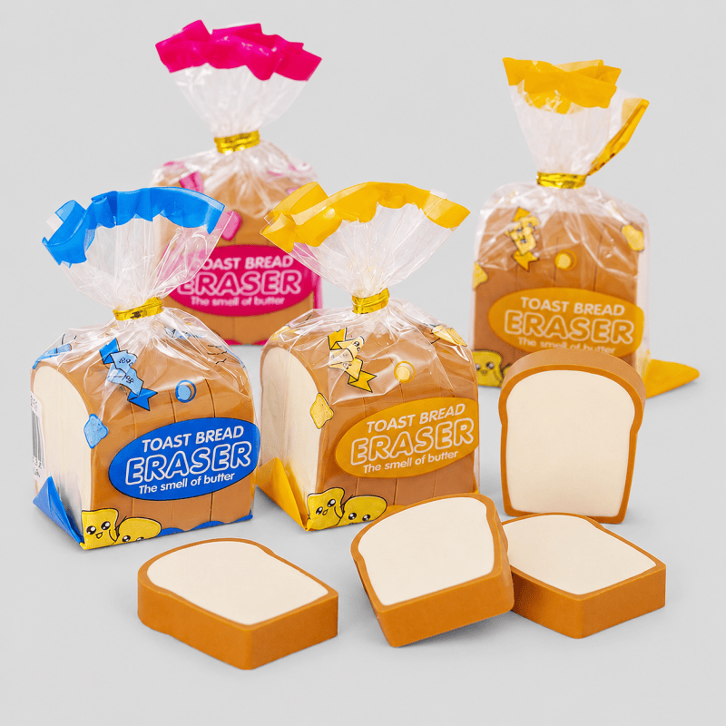 Toast Bread Shaped Eraser Set: Multi Color / One Size/1Pack/4PCS