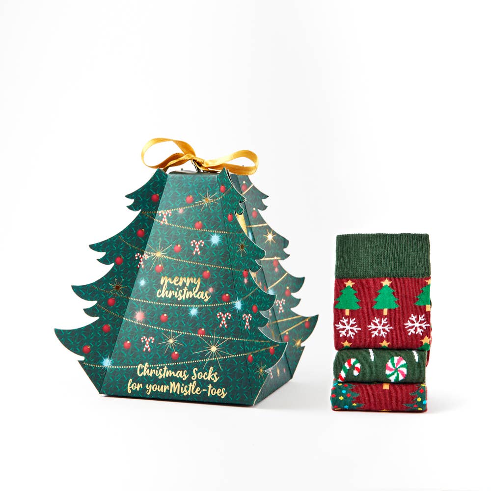 Unisex Christmas Tree Socks Gift Set: 6 - 11