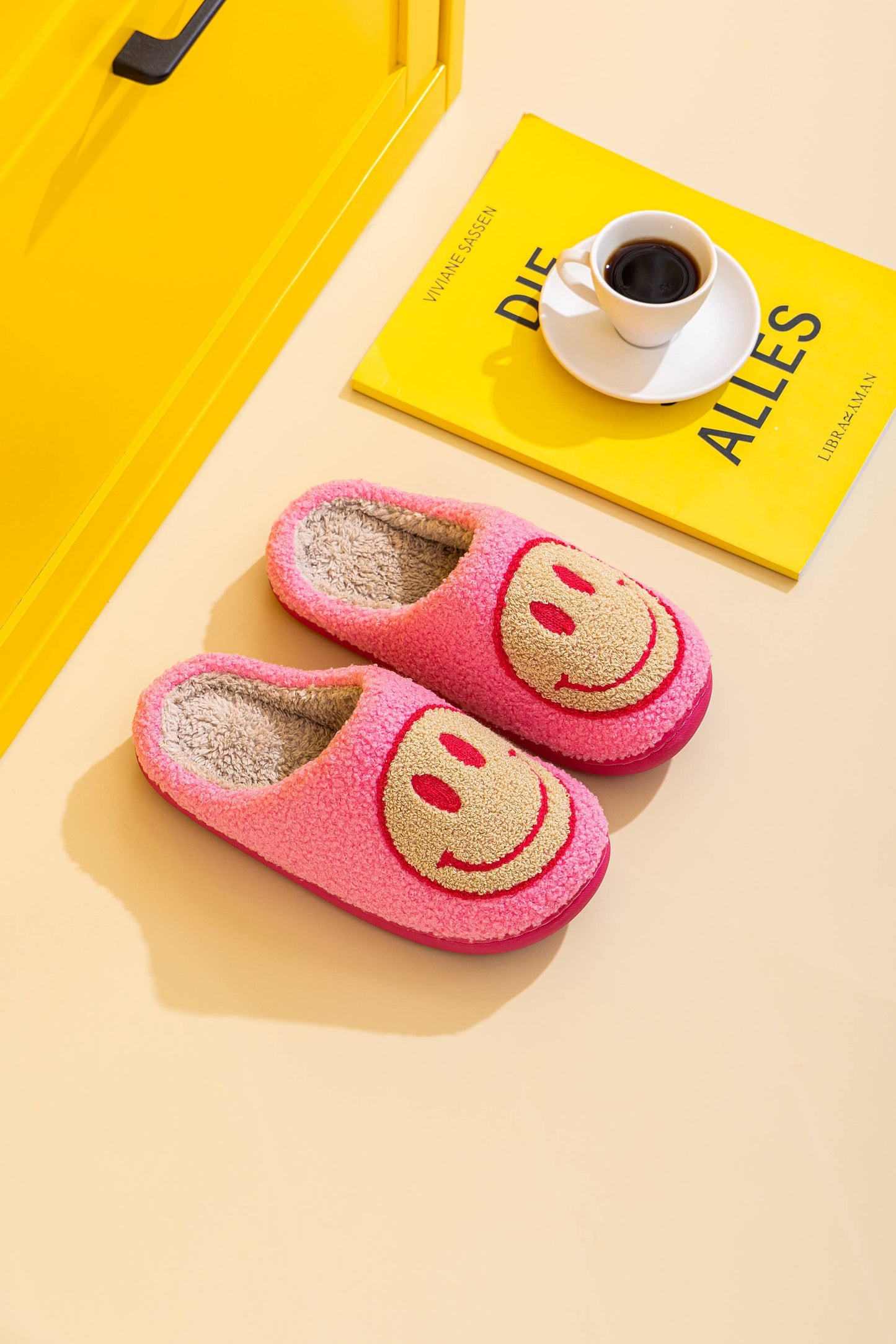 Happy Face Comfort Fluffy Slider Slipper for adult