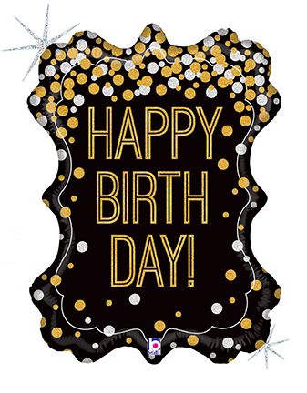 34" Gold Dots Birthday Frame Balloon