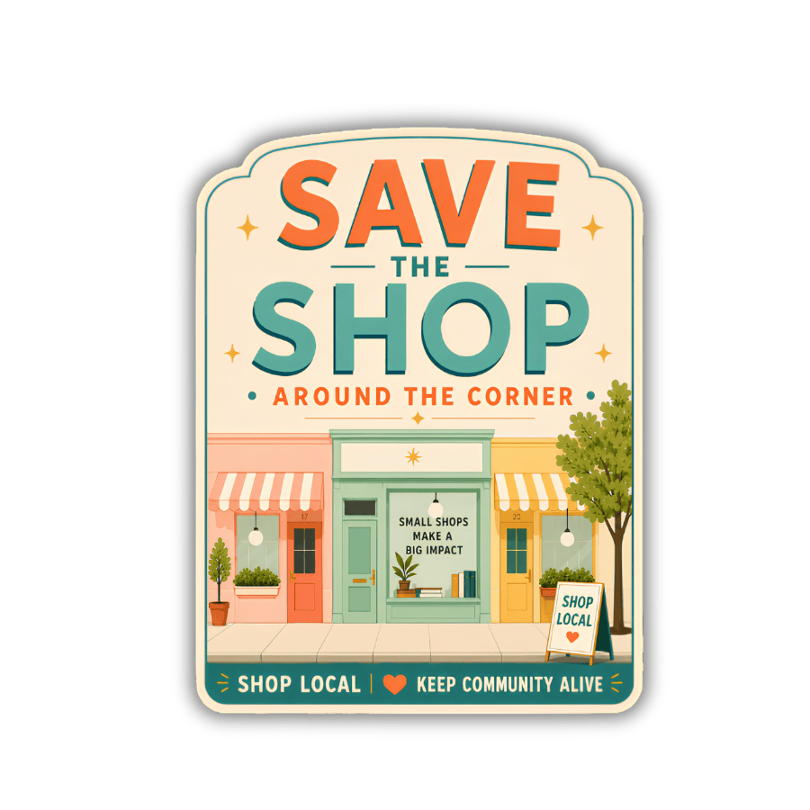 Save the Shop Around the Corner Sticker – Shop Local Small