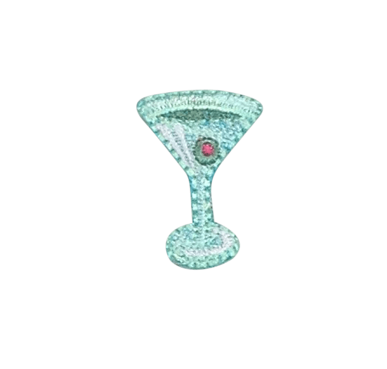 Green Mini Martini Glass Iron-On Patch – 1" Cocktail Glass