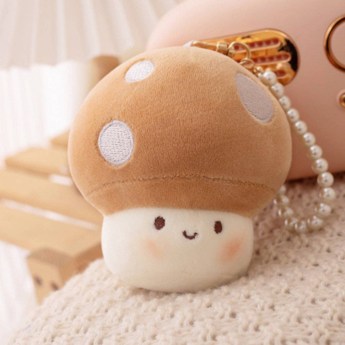 Koco - Macaron-Colored Mushroom Keychain: BROWN