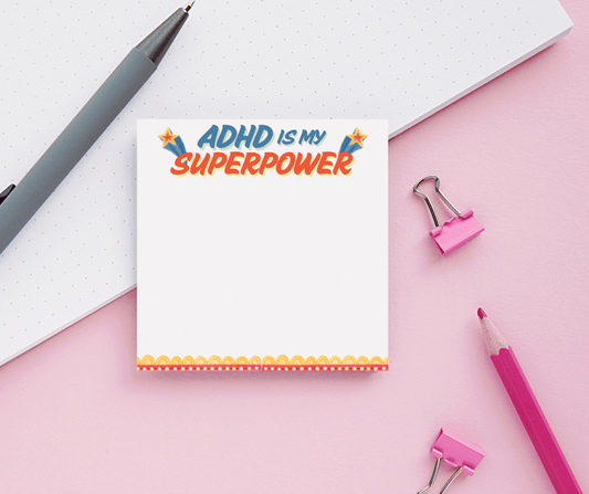 ADHD Is My Superpower Sticky Notes – Funny Shooting Star Notepad for Neurodivergent Minds