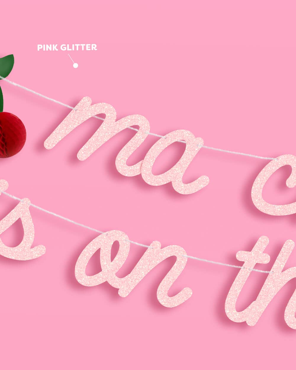 Ma Cherie 3D Glitter Banner - Cherry Baby Shower kids