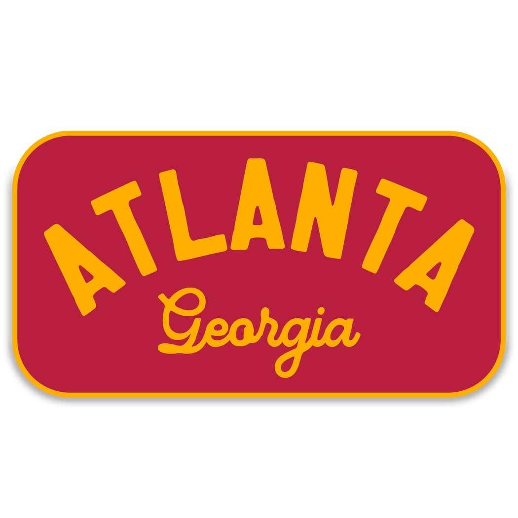 Custom City + State Sticker – Retro Tourist Vinyl Decal: Yellow + Red