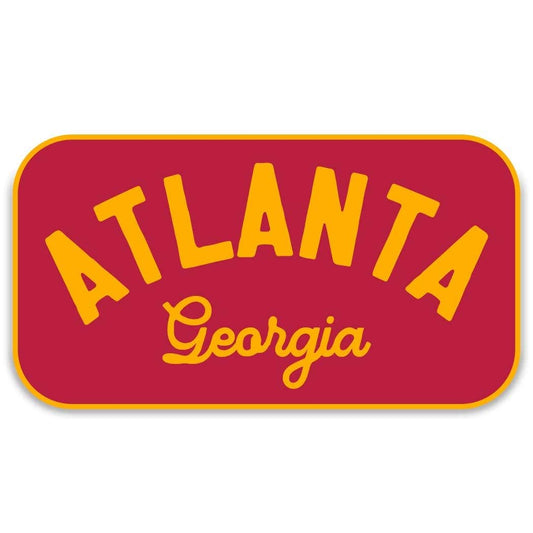 Custom City + State Sticker – Retro Tourist Vinyl Decal: Yellow + Red
