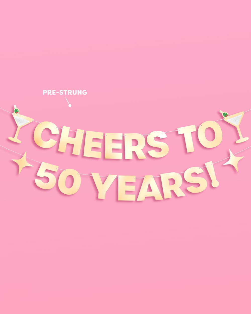 Cheers to 50 Years Banner - 3D paper banner, 50th Birthday