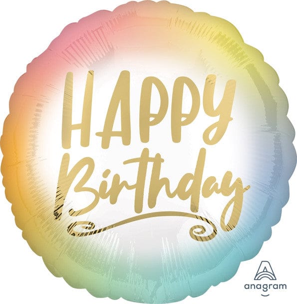 17" Happy Birthday Ombre Gold Balloon