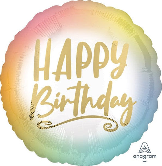 17" Happy Birthday Ombre Gold Balloon
