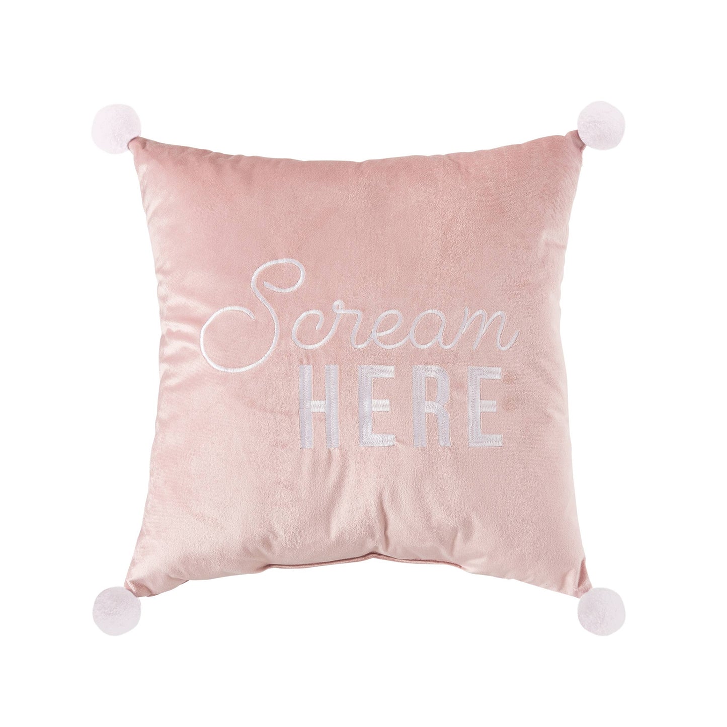 Polyester 14" Pink Scream Here Velvet Pillow