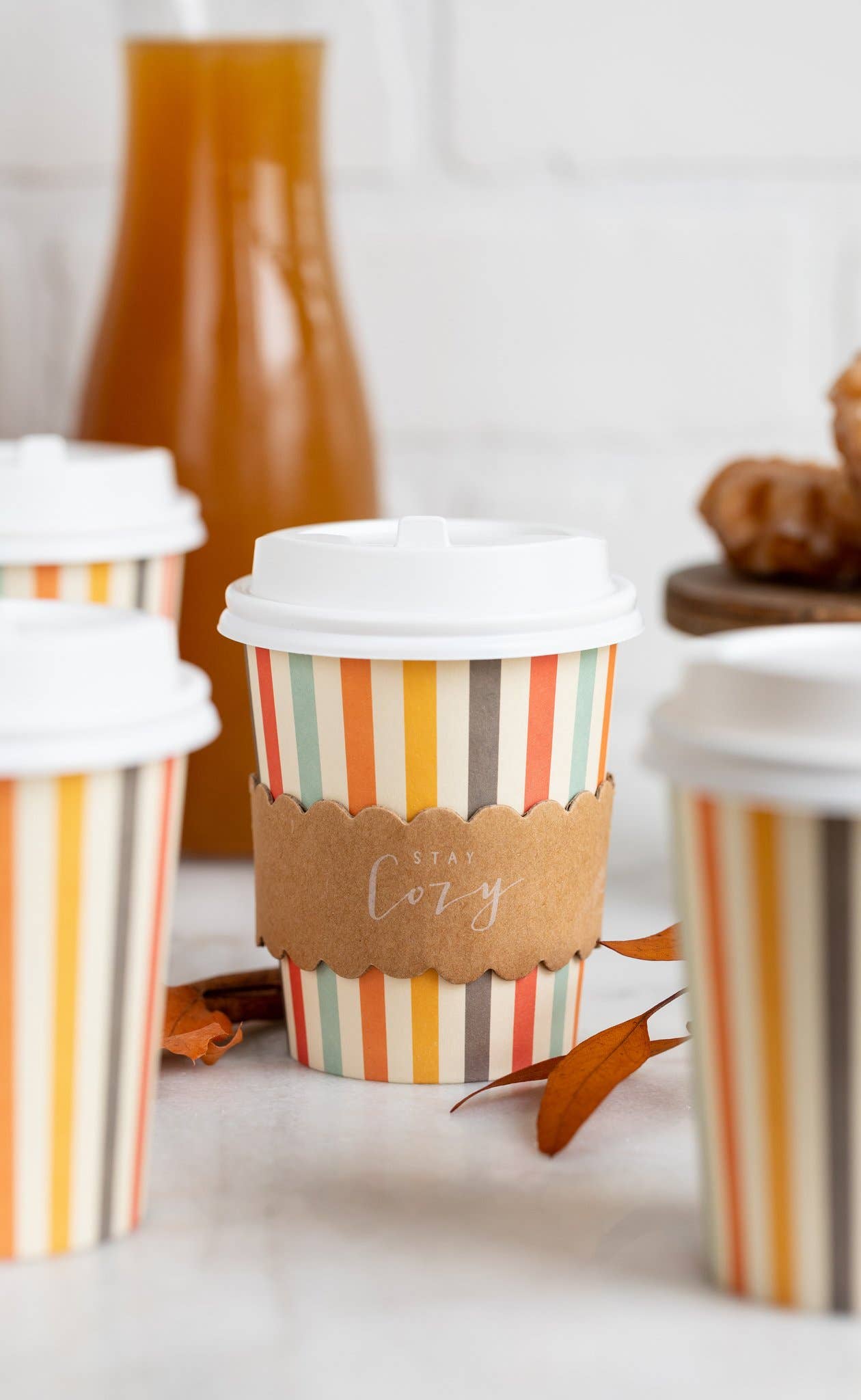 Harvest Stripes To-Go COZY Cups (8 - 8oz)