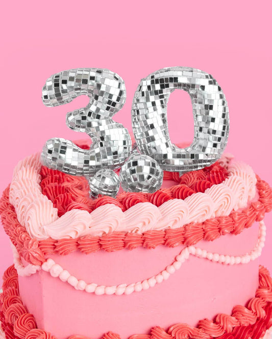 30 Disco Topper - 6 pc mirrored cake toppers