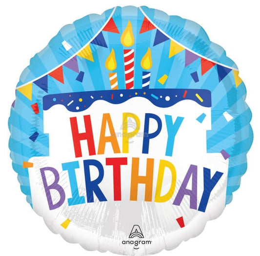 18" Happy Birthday Tiered Cake Balloon