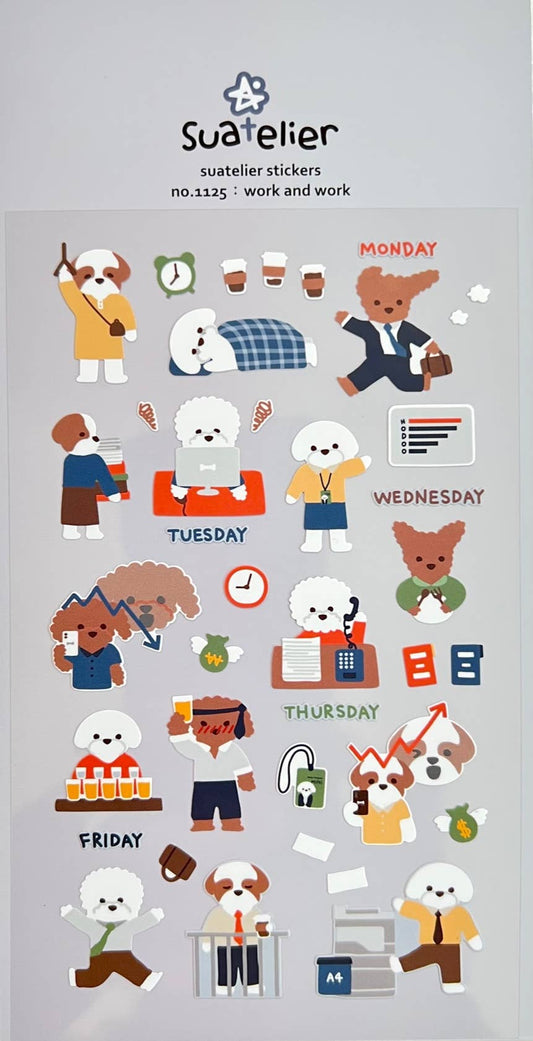 WORK PUPPY DOG STICKERS