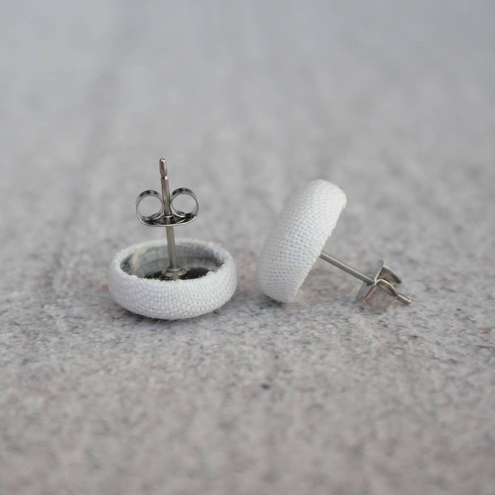 Shrimp Fabric Button Earrings