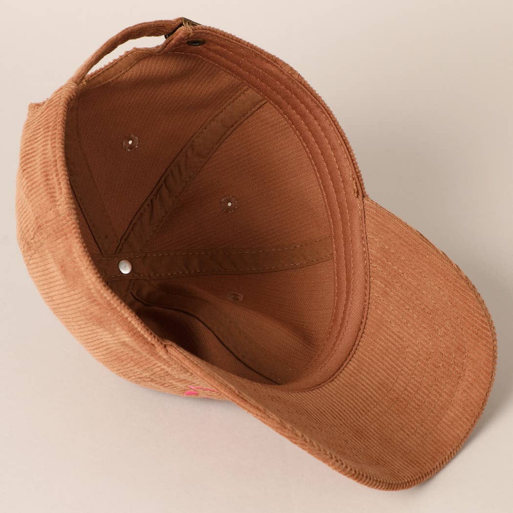 Cute Mini Happy Face Embroidered Baseball Cap: MOCHA / ONE SIZE