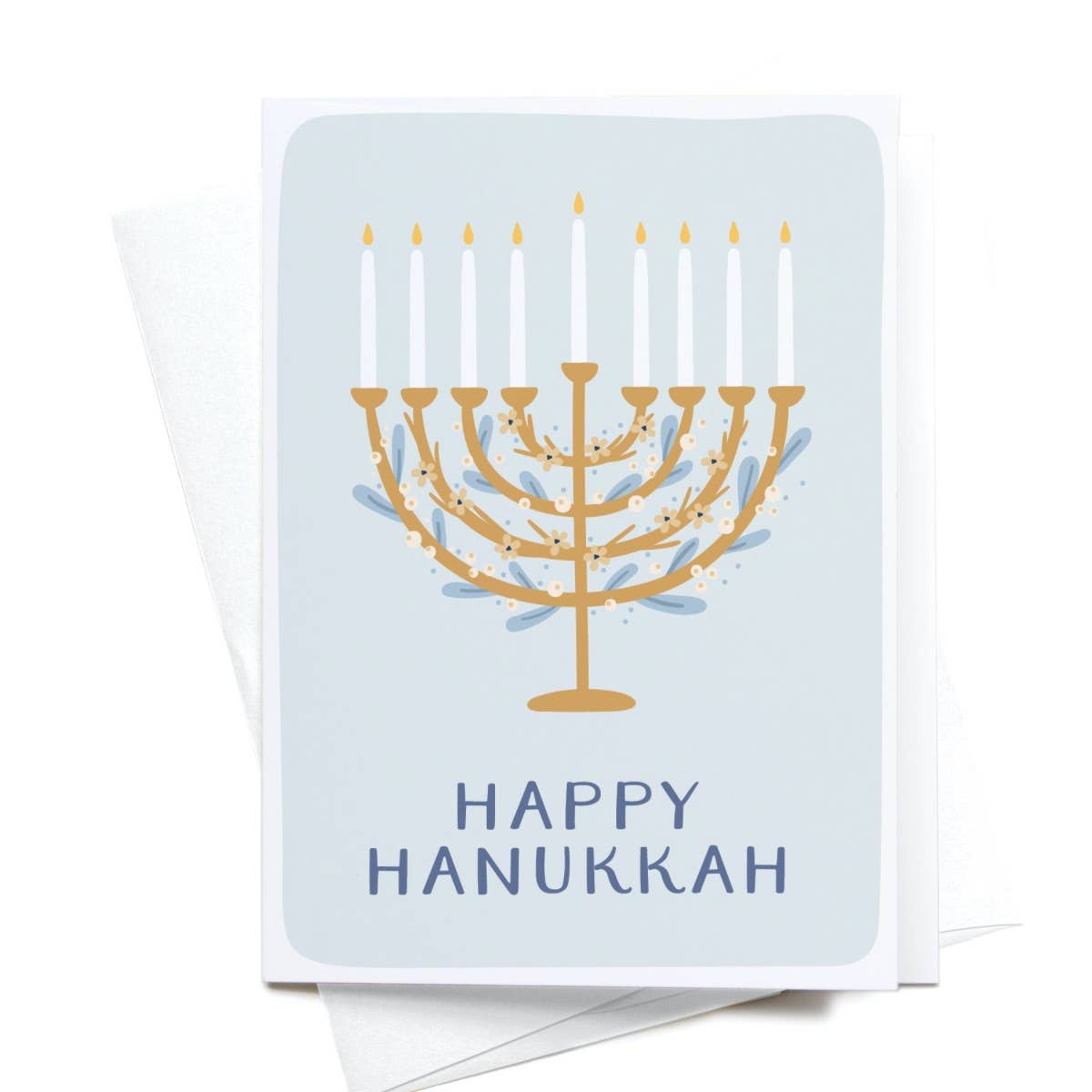 Boxed Set of 10 Happy Hanukkah Floral Menorah Folded Notes