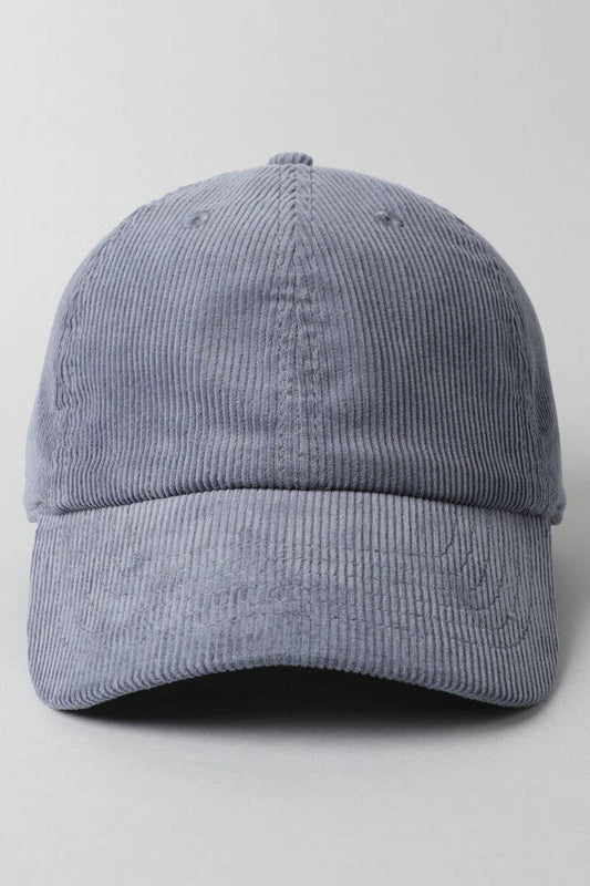 Corduroy Adjustable Cotton Baseball Cap Dad Hat: BLUEGREY / One Size