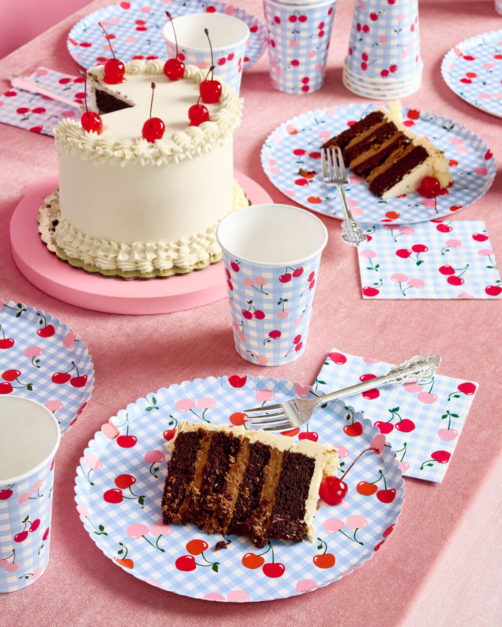 Cherry Gingham Paper Cups - 12 oz, 24 count