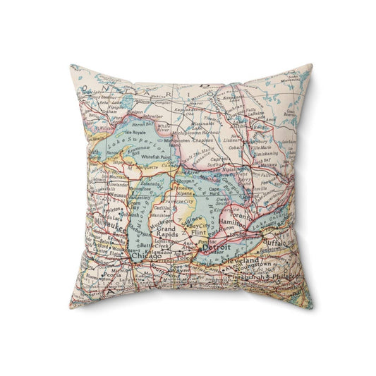 Great Lakes Map Pillow: Cover with Pillow Insert