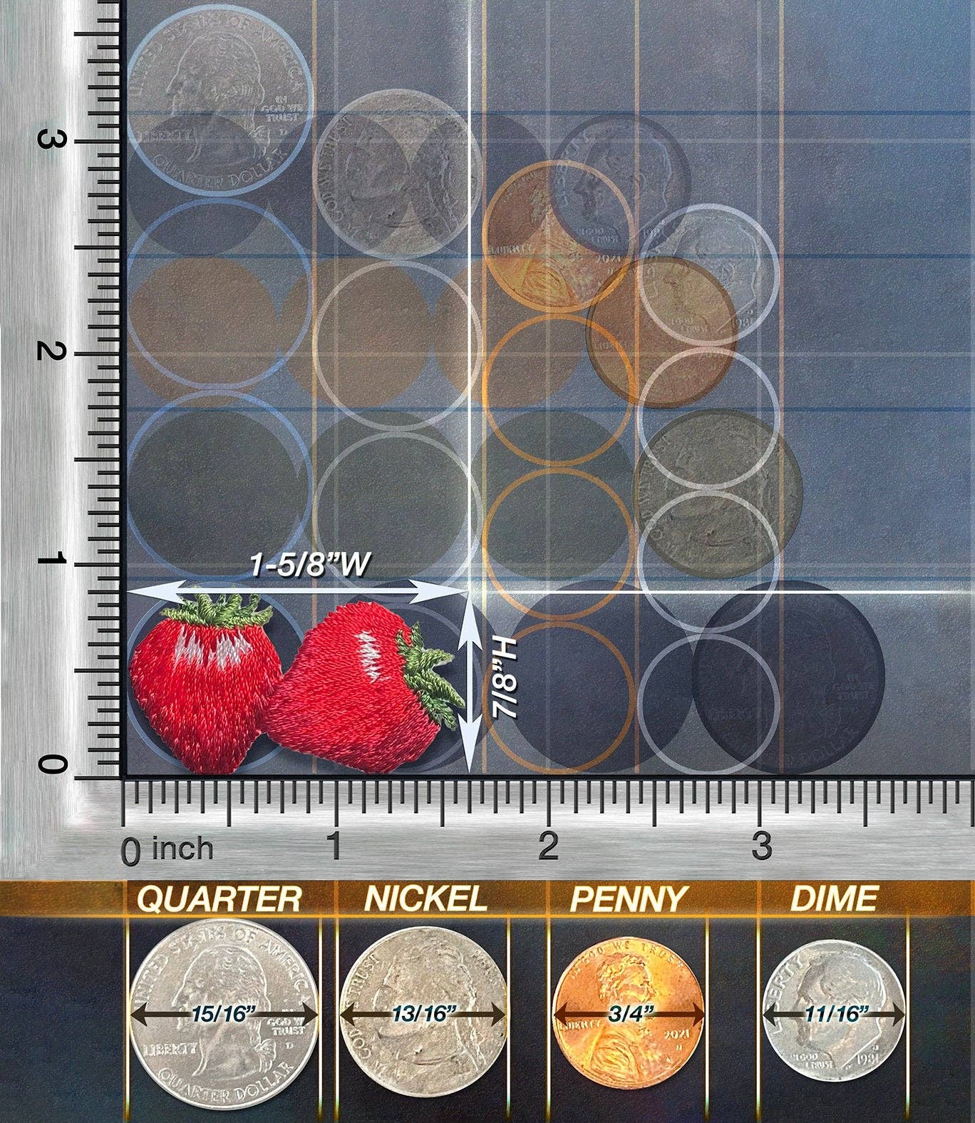 Two Red Strawberries - Embroidered Iron on Patch