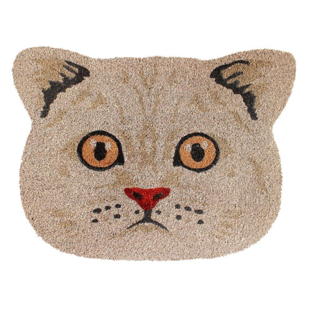 RugSmith Natural Machine Tufted Cute Cat face, 18" x 24"