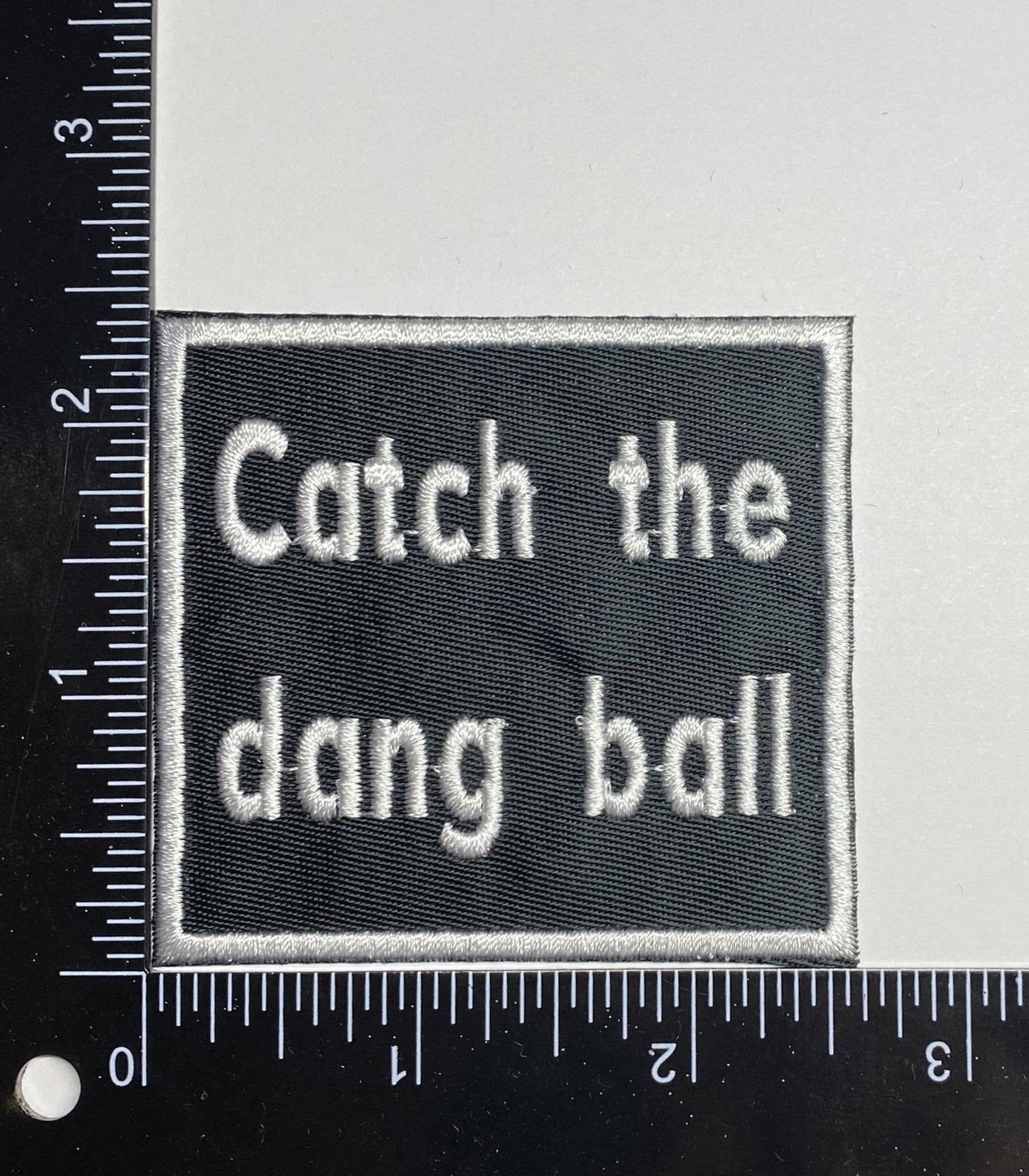 Catch the Dang Ball, Iron on Patch, Hat Bar