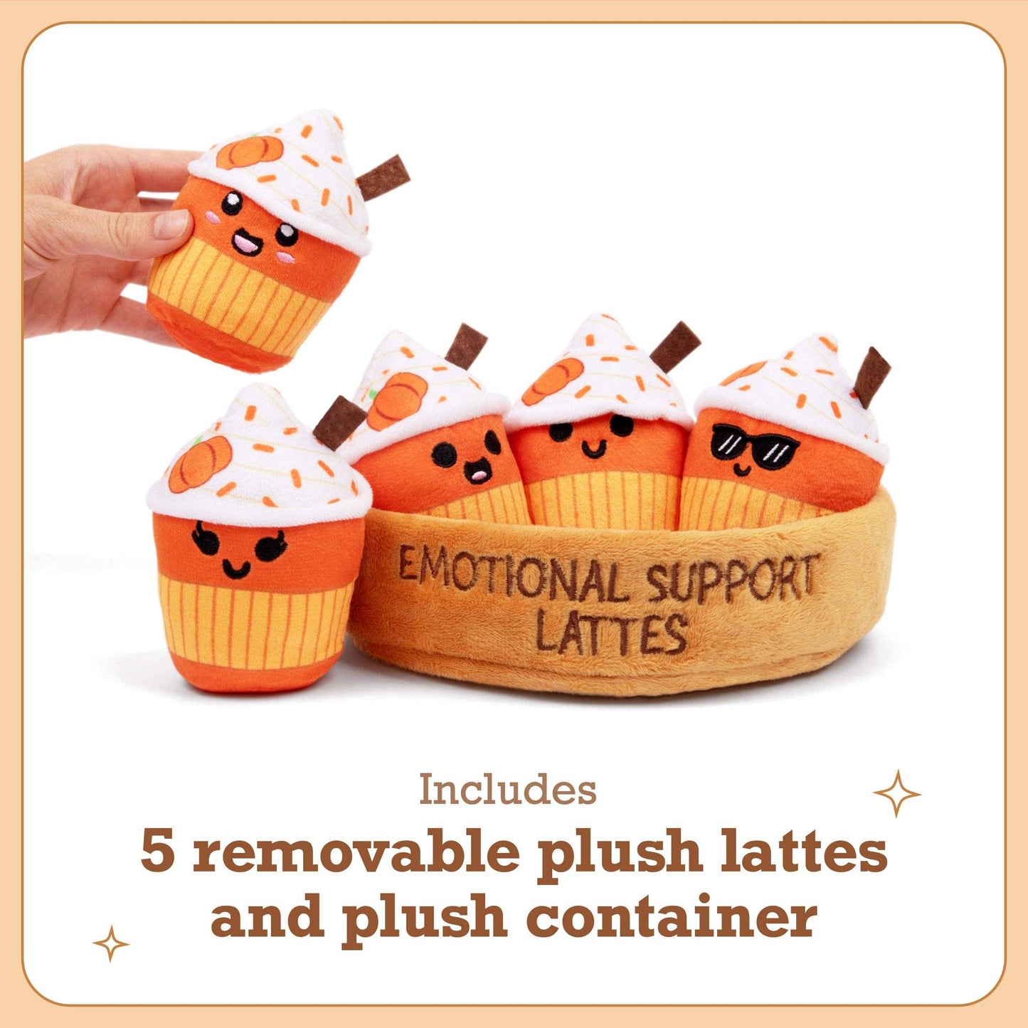 Emotional Support Latte – Set of 5 Plush Coffees