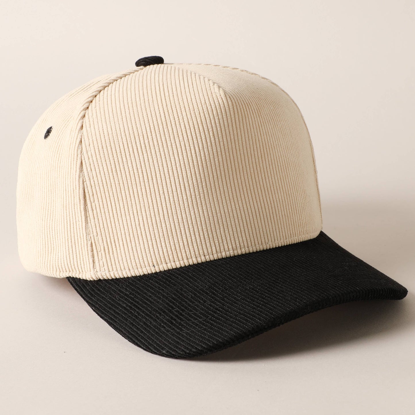 Plain Two Tone Corduroy 5 Panel Trucker Hat: RUST / ONE SIZE