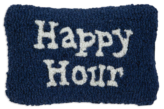 Happy Hour Blue Hand Hooked Wool Throw/Decorative Pillow
